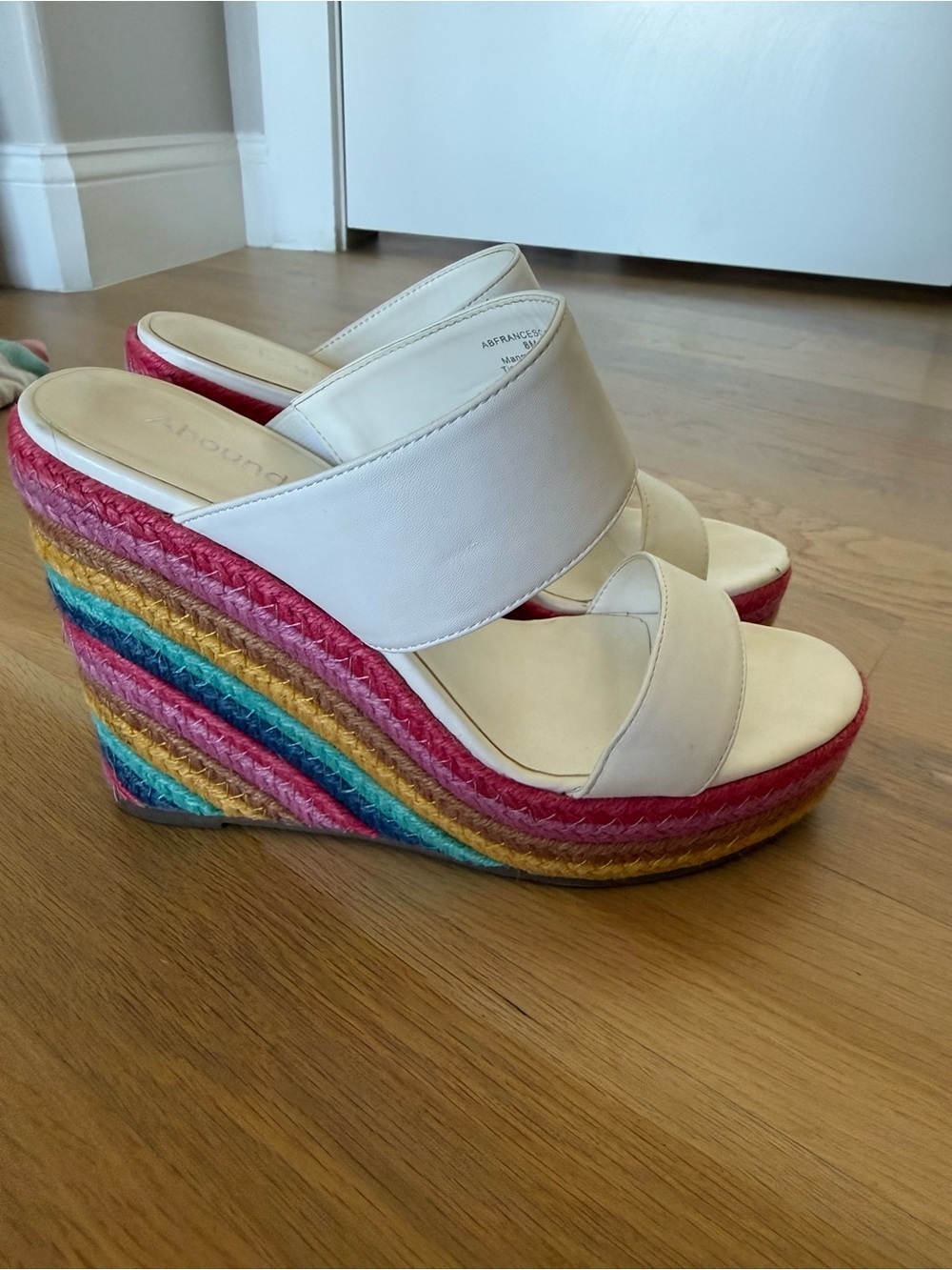 Abound White Platform Wedge Sandals with Rainbow Espadrille Sole